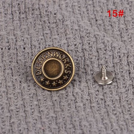 17 mm jeanstryckknapp Syfri knapp med skruvbyxor Ch