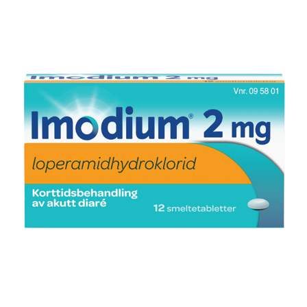 Imodium 2 mg smeltetabletter, Mint, 12 stk.