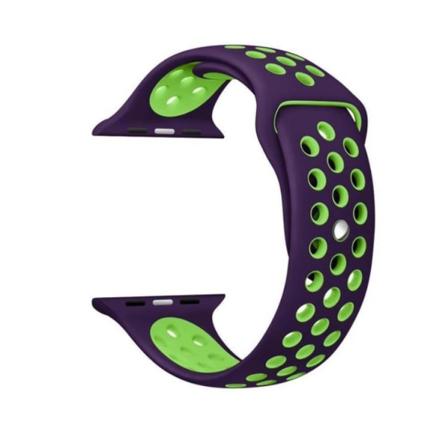 Apple Watch 42mm - ROYBEN's Stilrena Silikonarmband Lila/Grön L