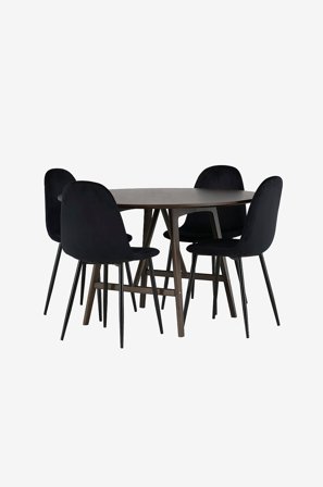Venture Home - Matgrupp Kaseindon med 4st stolar Polar - Brun - Matgrupp 4 personer - Från Homeroom