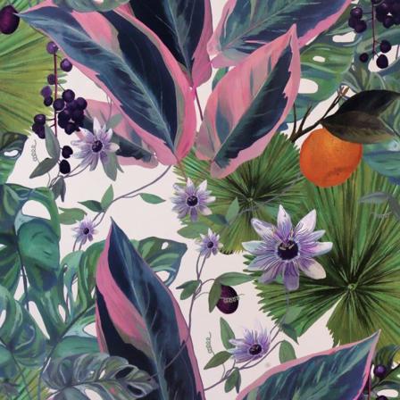 Dutch Wallcoverings Tapet Passion Flower Vit Och Grön Multifärg