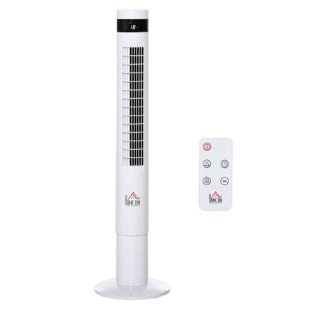 Rootz Tower Ventilator med fjernbetjening - Hvid - Pe Plast, Stål - 11,81 cm x 11,81 cm x 43,3 cm