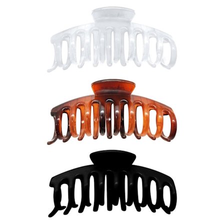 Hårklemme hårtilbehør for kvinner Sterkt hold Stor hårklemme (Blonze+Svart+Klar)