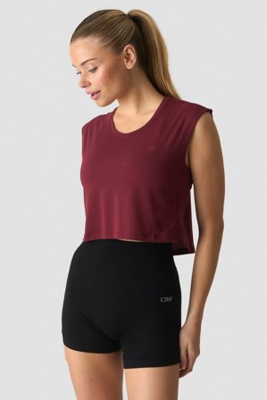 ICANIWILL - Stride Cropped Tank Wmn Burgundy- Tanks - Dames - sportkleding van ICIW
