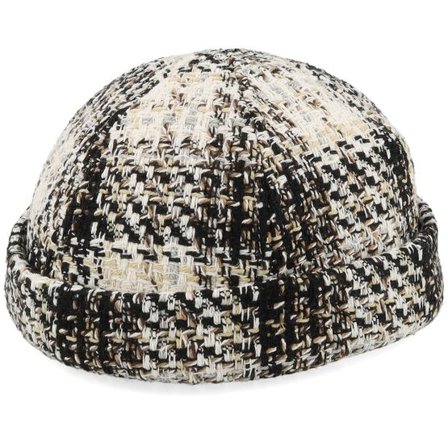 Upfront - Svart docker Beanie - Anker Checked Black/Natural Docker @ Hatstore