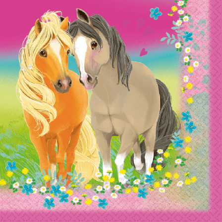 Servetter hästar - Pretty Pony 20-pack - Häst Kalas Dekoration - Kalaslagret.se
