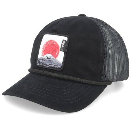 Wild Spirit - Negro trucker Gorra - Mount Fuji 939 Bachelor Rope Black/Mouse Trucker @ Hatstore