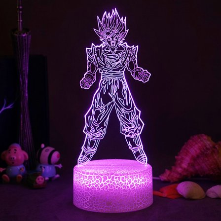 3D nattlamper, 3D optisk illusjon LED-lamper med fjernkontroll og RGB-farger (DRAGON BALL)