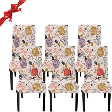 6 stk. Stretch Spisebordstoltrekk, 6 deler, Universal Vaskbar