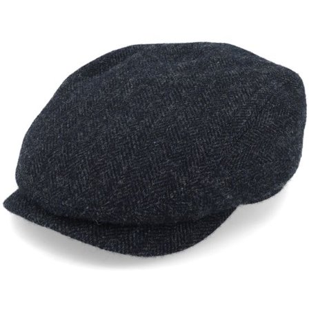 Stetson - Svart flatcap Keps - Driver Cap Wool Herringbone Black Flat Cap @ Hatstore