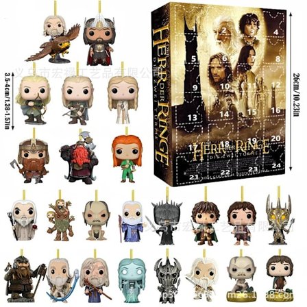 Adventskalender Blind Box, Julgransdekoration Platt Akryl Hängande Ornament Gåva - Alternativ B: Sagan om ringen