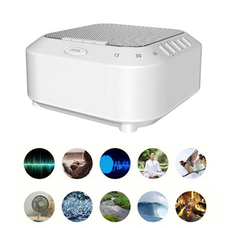 White Noise Maskine – Lydbalsam til Søvnhjælp, Med Hvid Støj & Musik, Blød Natlampe