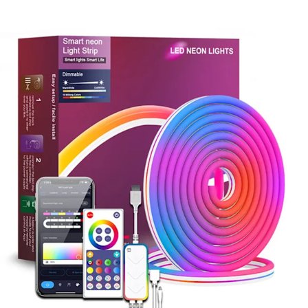 Neonlist, WiFi App-styrning, färgmusiksynkronisering, 16 miljoner färger - 5M