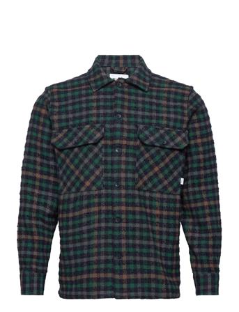 Glixto Tweed Shirt Skjorte Casual Grøn Woodbird