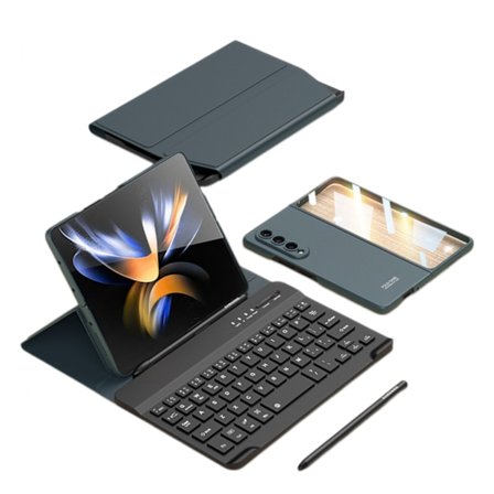 Samsung Galaxy Z Fold 4 -näppäimistökotelo, jossa irrotettava Bluetooth-näppäimistökotelo, sisäänrakennettu S Pen -kynän pidike ja näytönsuoja
