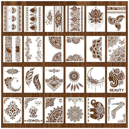 24 stk. tropiske blade stencil, genanvendelig bladmaling stencil