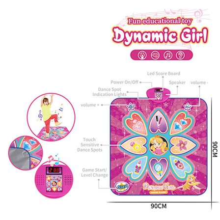 Dansmatta för barn i åldrarna 3-12 - Prinsesstema Dansmatta för barn,