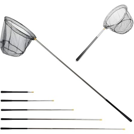 Teleskopiskt Vikbart Fiskehåv, 1.5m Stång Sammanfällbar Utökningsbar Aluminium Långt Handtag, Rostfritt Stål Triangulär