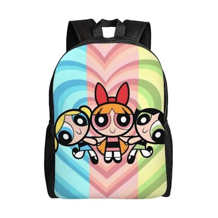 i106 Powerpuff Girls Filmen Tapet Ryggsäck Anime Söt Grundskoleelever Bokväska Skolväska För Pojkar Flickor Och Tonåringar Eea106[C]