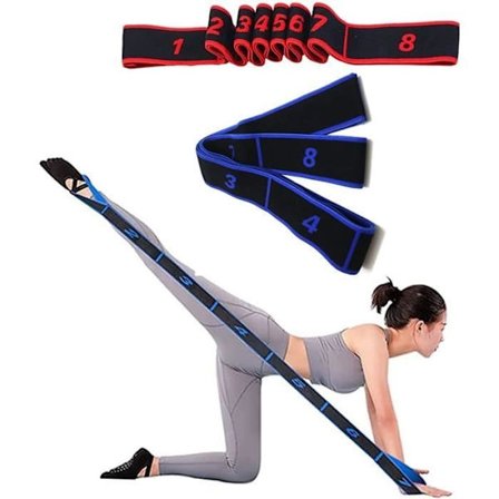 2-delt elastisk fitnessbånd, træningssløjfebånd til voksne, yogabælte med 8 ringe, yogastrop, til voksne