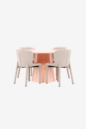 Venture Home - Spisebord Lanzo med Astoria-stol - Beige - Spisegruppe 4 personer - Fra Homeroom