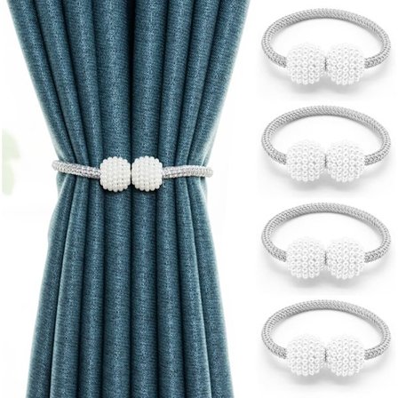 4 kpl harmaat magneettiset verhotangot, magneettiset helmiverhot