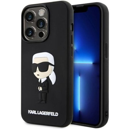 Karl Lagerfeld KLHCP14L3DRKINK iPhone 14 Pro 6,1" svart/svart hårdplastfodral Gummi Ikonik 3D