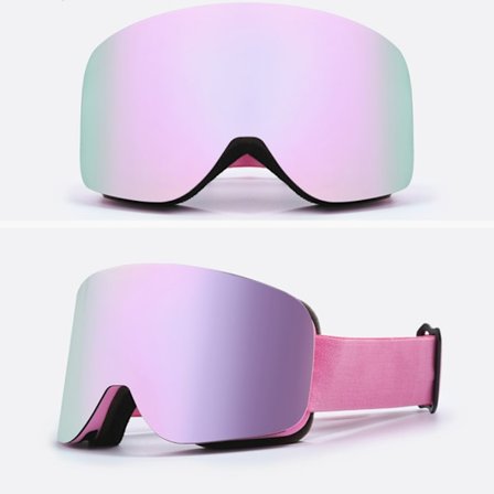 Dobbeltlags skibriller, magnetiske skibriller, langvarig UV-beskyttelse, antidug til udendørs sport (pink)