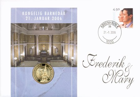 Danmark - Dåbsmøntbrev - Prins Christian Valdemar Henri John