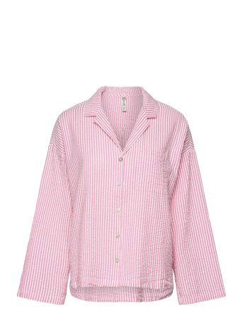 Pyjama Shirt Seersucker Pink Lindex