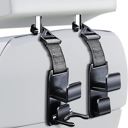 Bøjle til bilens nakkestøtte, bøjle til pung, bøjle til nakkestøtte, sort, 4 stk.
