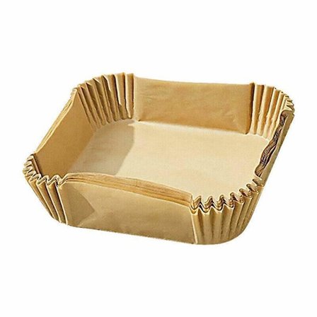Fyrkantig Air Fryer Engångs Pappersinsats Non-Stick Bakplåtspapper Vattentät Träfärg