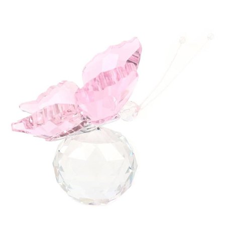 Krystal Sommerfugl Figur Glas Miniature PINK