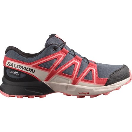 Salomon - Dla dzieci - Buty dla dzieci Speedcross Waterproof - Grisaille / Hushed Violet / Rouge Red - 37