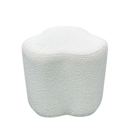 Valkoinen buklee-verhoiltu jakkara, 48x48x42 cm