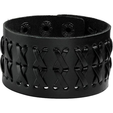 Unisex Svart Metall Spike Studded Punk Rock Bredt Lærarmbånd Kjede
