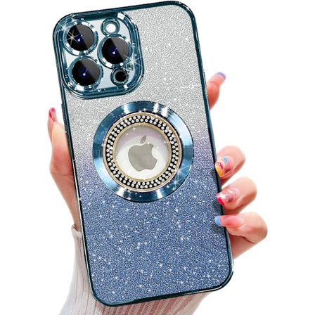 iPhone 14 Pro Max Magnetisk Case Kompatibel med MagSafe, Fuld Beskyttelse Slank Stødsikker Ridsefast Glitter Case w