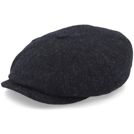 Stetson - Svart earflap Keps - Hatteras Wool Herringbone Black Earflap Flat Cap @ Hatstore