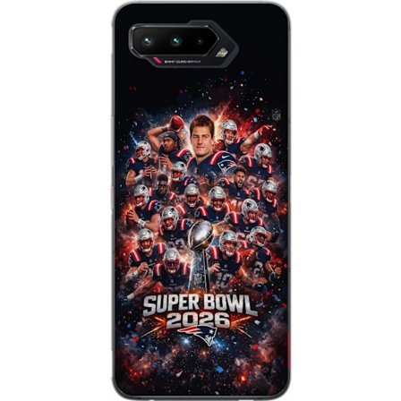 Kompatibelt Mobildeksel til Asus ROG Phone 5 Super Bowl 2026 plakat med New England Patriots og NFL-trofe i eksplosiv sportsdesign