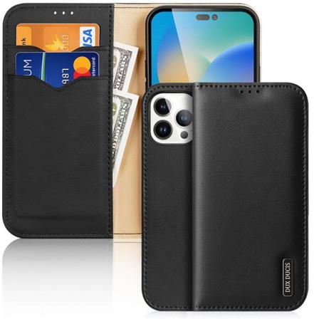 Dux Ducis Iphone 14 Pro Max Plånboksfodral Äkta Läder Hivo Flip