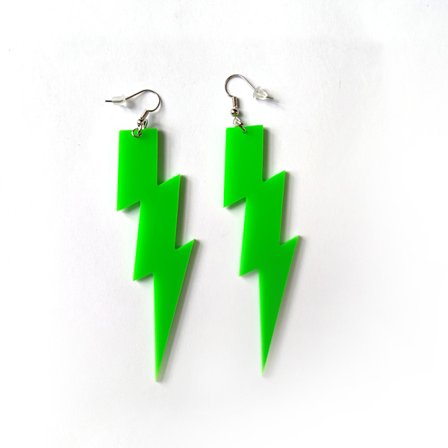 Blixt Akryl Långa Örhängen Hängande Örhängen - Fluorescerande Grön
