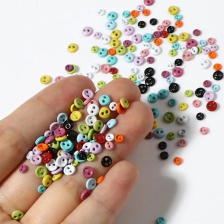50pcs 3mm 4mm Handmade Doll For DIY Doll Clothes Mini Buttons Round Candy Color Two Holes Buttons Clothing Sewing Accessories