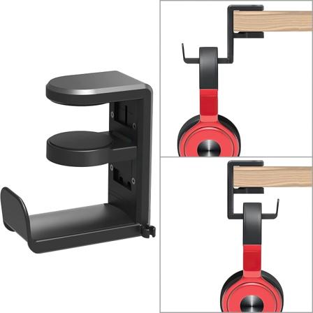 Hodetelefonstativholder med kabelklips, 360 graders dreibar