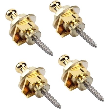 【xj】4 stk. guitarremlåseknapper til guitarrem, guitarremlåse i metal, til guitarrem guitar og bas guld