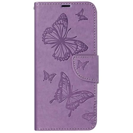 Fodral till Samsung A35 5G - AVIZAR - Fjärilsplånbok - Lila - Halvstyv - Blank