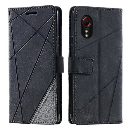 Plånboksfodral för Samsung Galaxy Xcover 5 Linjer Präglat PU Läder Telefonskal