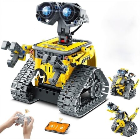 Gjenoppbyggbare byggeklosser for barn, 5-I-1 robotleker med fjernkontroll og APP-kontroll, STEM-byggeleker for kreativ ingeniørlek, DIY