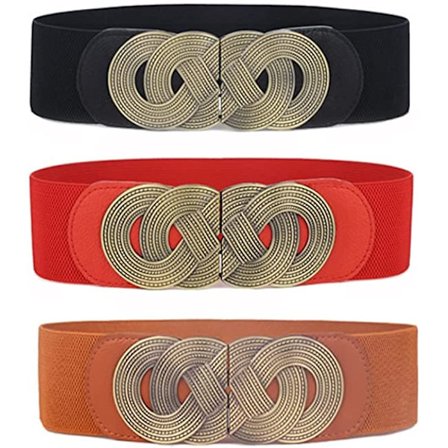 3-pak Kvinders Vintage Bred Elastisk Stræk Talje Bælte