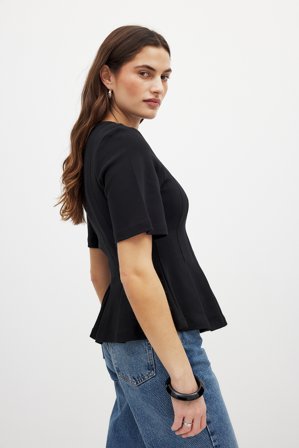 NA-KD T-shirt plissé - - Noir - XS