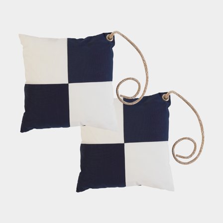 Coussins de bateau Marine Business Waterproof Windproof Check Navy & White, 40 x 40 cm, lot de 2